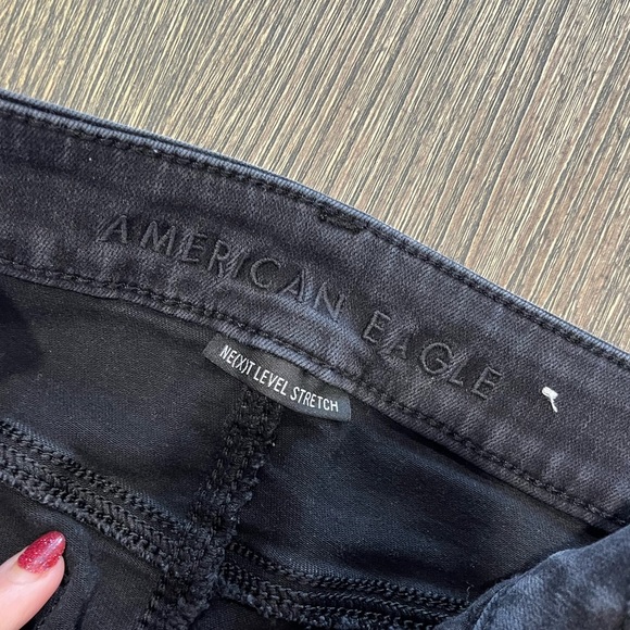American Eagle Skinny Jeans High Rise Next Level Stretch Denim Black Size 2 - Picture 7 of 11